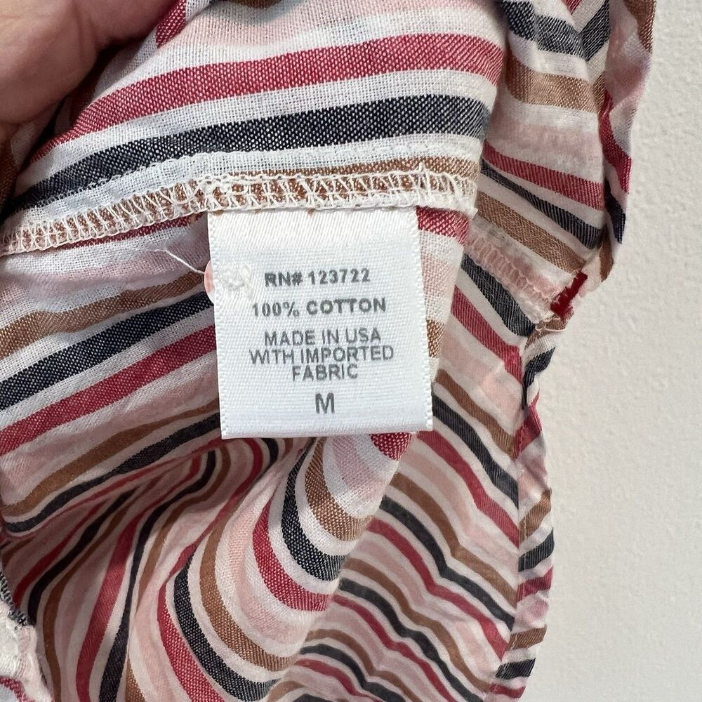 Xirena Women’s button up shirt size M striped long sleeve multi Preppy Summer - Picture 3 of 6